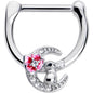 16G 5/16 Clear CZ Gem Rabbit On The Moon Pink Cartilage Clicker