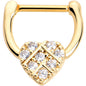 16G 5/16 Clear Gem Gold Tone Lattice Heart Cartilage Clicker