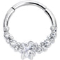 16G 3/8 Clear CZ Gem Starfish Supreme Hinged Segment Ring