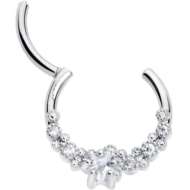 16G 3/8 Clear CZ Gem Starfish Supreme Hinged Segment Ring