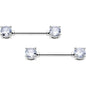 14G 9/16 Clear CZ Gem Forward Facing April Birthstone Nipple Ring Set