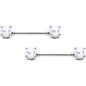 14G 9/16 White Faux Pearl June Birthstone Nipple Ring Set