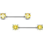 14G 9/16 Yellow CZ Gem November Birthstone Nipple Ring Set