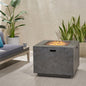 Modern Iron Square Fire Pit 50000 BTU, Stone Gray, 31x31x24