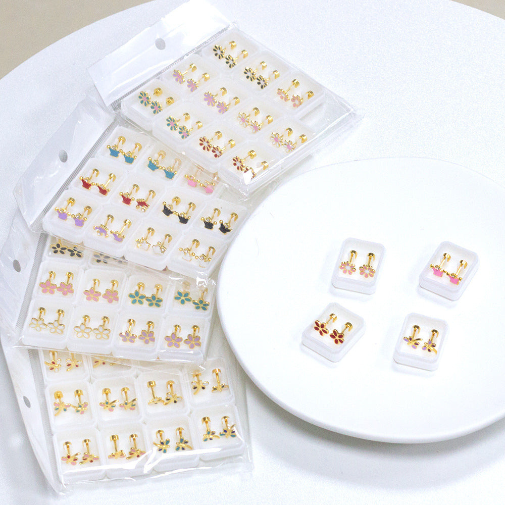 Cute And Sweet Crown-flower Earrings Stainless Steel Stud Earrings