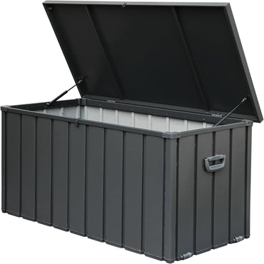 Outdoor Storage Box Steel Dark Gray Lockable 150 Gallon 660 LB Capacity