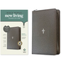 NLT Thinline Reference Zipper Bible, Filament Enabled (Leatherlike, Textured Cross Gray, Indexed, Red Letter) - Imitation Leather