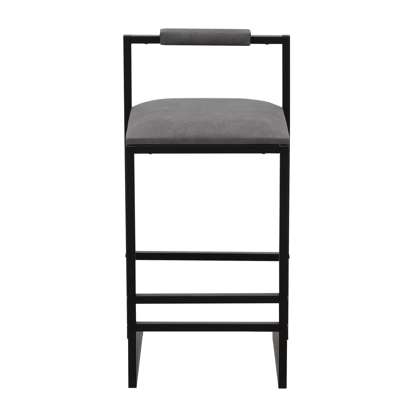 Set of 2 Counter Height Barstools Kitchen Island Stools (Gray with Back)