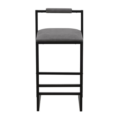 Set of 2 Counter Height Barstools Kitchen Island Stools (Gray with Back)
