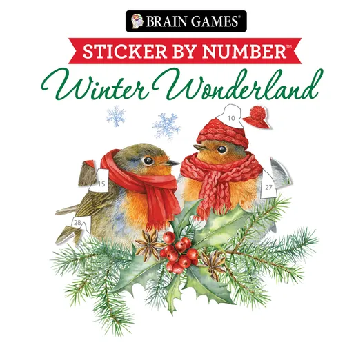 Brain Games - Sticker by Number Compact Edition: Winter Wonderland 7x7 Inches Cozy Winter Activity, Travel Size Activity Book for Adults & Kids 7+ - Paperback