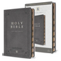 KJV Holy Bible, Giant Print Thinline Large Format, Gray Premium Imitation Leather with Ribbon Marker, Red Letter, and Thumb Index - Bonded Leather