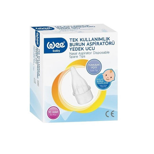 Wee Baby Soft Silicone Nasal Aspirator Replacement Tips - Pack of 10, Gentle on Baby's Nose, Hygienic & Disposable