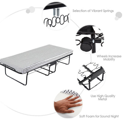 75 x 31 Inch Folding Guest Bed with Foam Mattress