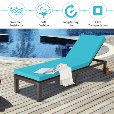 Back Adjustable Cushioned Patio Rattan Lounge Chair