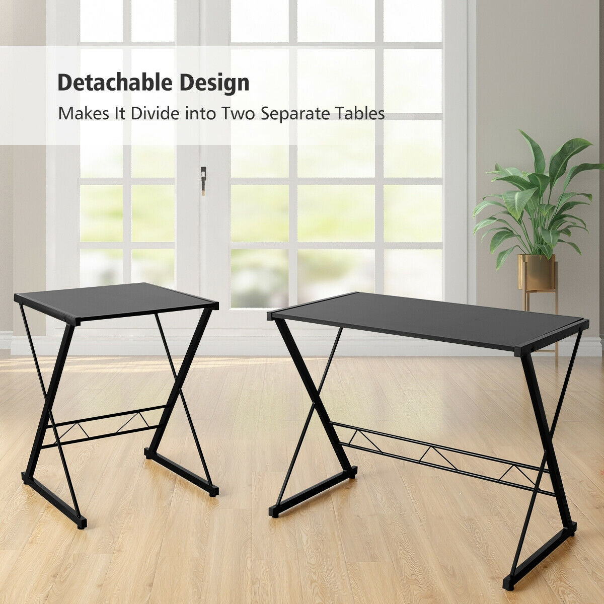 L-Shaped Desk Reversible Corner Computer Desk with Movable Shelf and CPU Stand