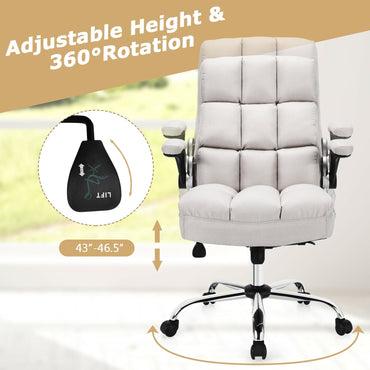 Adjustable Swivel Office Chair with High Back and Flip-up Arm for Home and Office