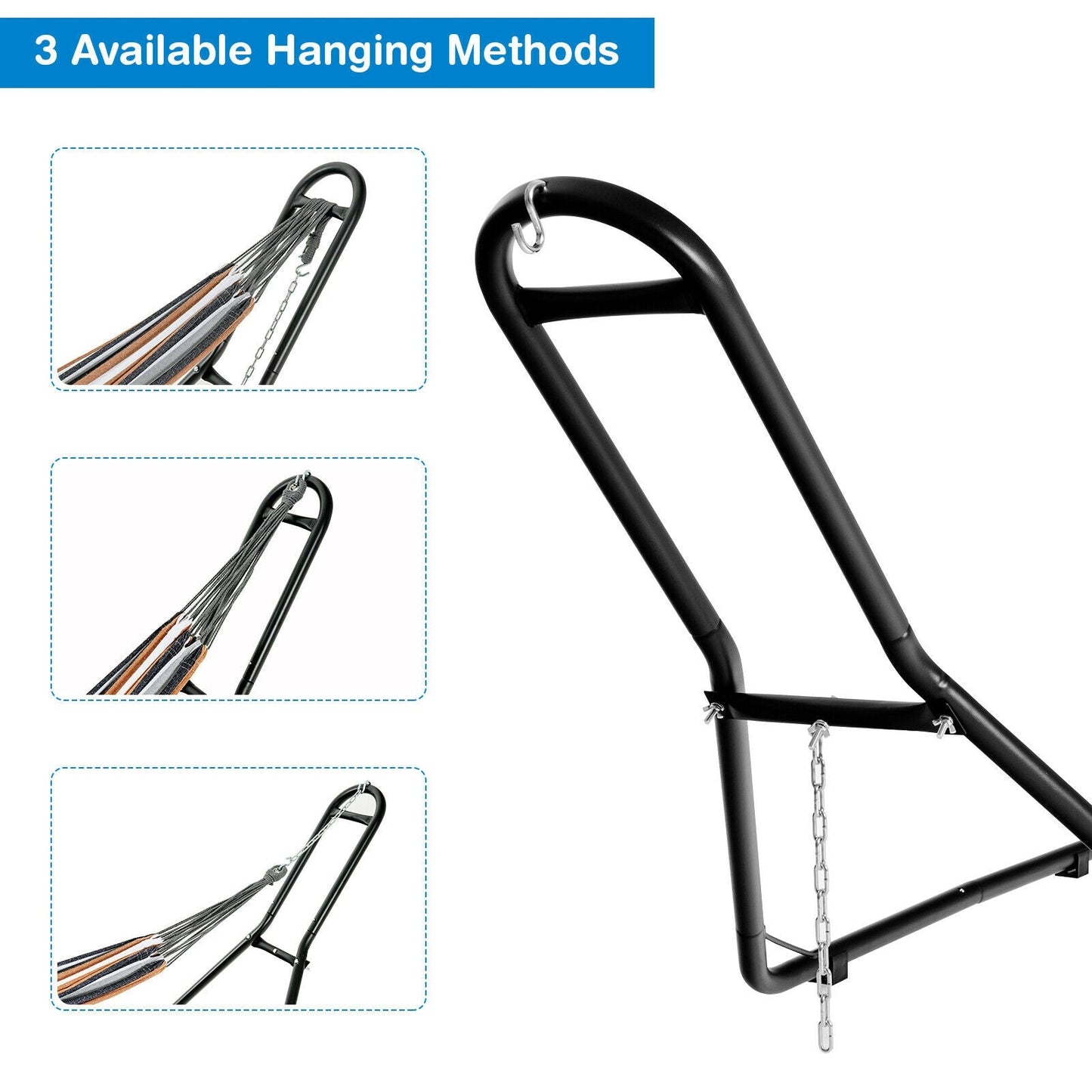 Hammock Stand Heavy Duty Steel Frame with Adjustable Chains