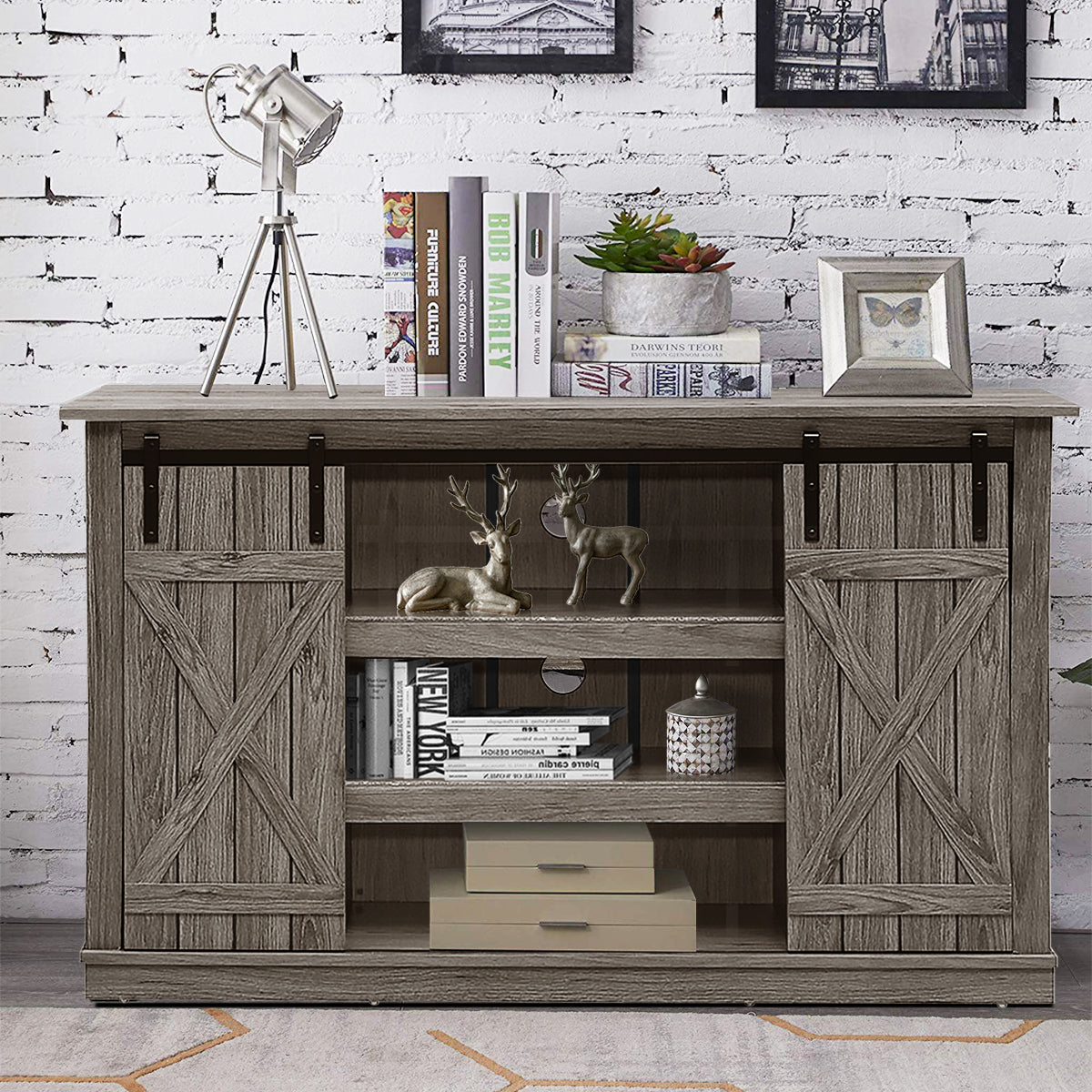 Sliding Barn TV Stand Console Table