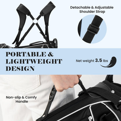 Golf Stand Cart Bag with 4 Way Divider Carry Organizer Pockets