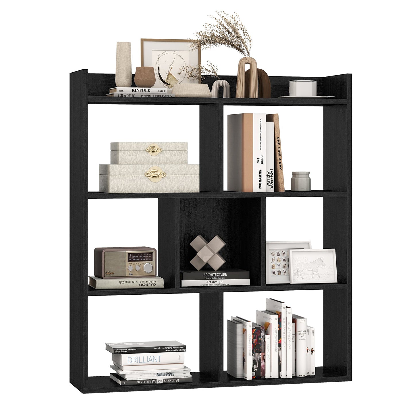 7 Cubes Open-back Bookshelf with Anti-Toppling Devices