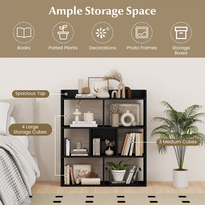 7 Cubes Open-back Bookshelf with Anti-Toppling Devices