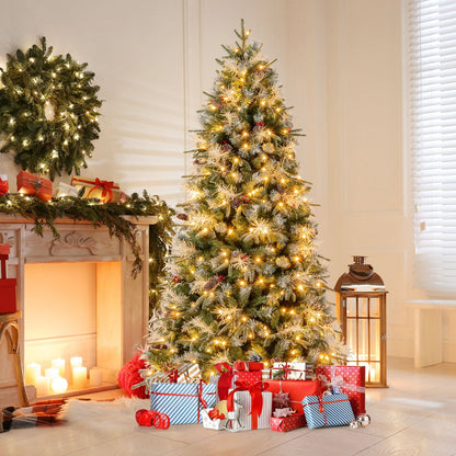 5 Feet Pre-Lit Artificial Christmas Tree with 8 Modes LED Lights with Berries