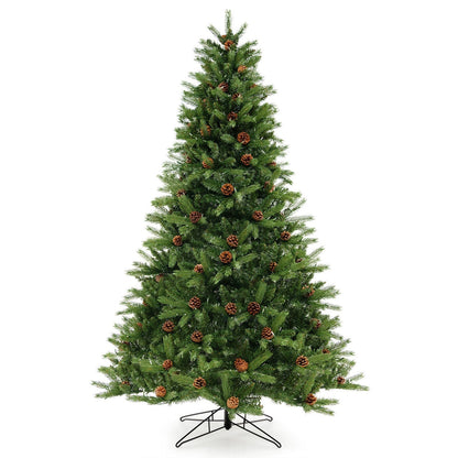 6/7 FT Artificial Christmas Tree with Pine Cones and Adjustable Brightness