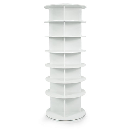 7-Tier Rotating Shoe Rack Tower with 360° Spin - White
