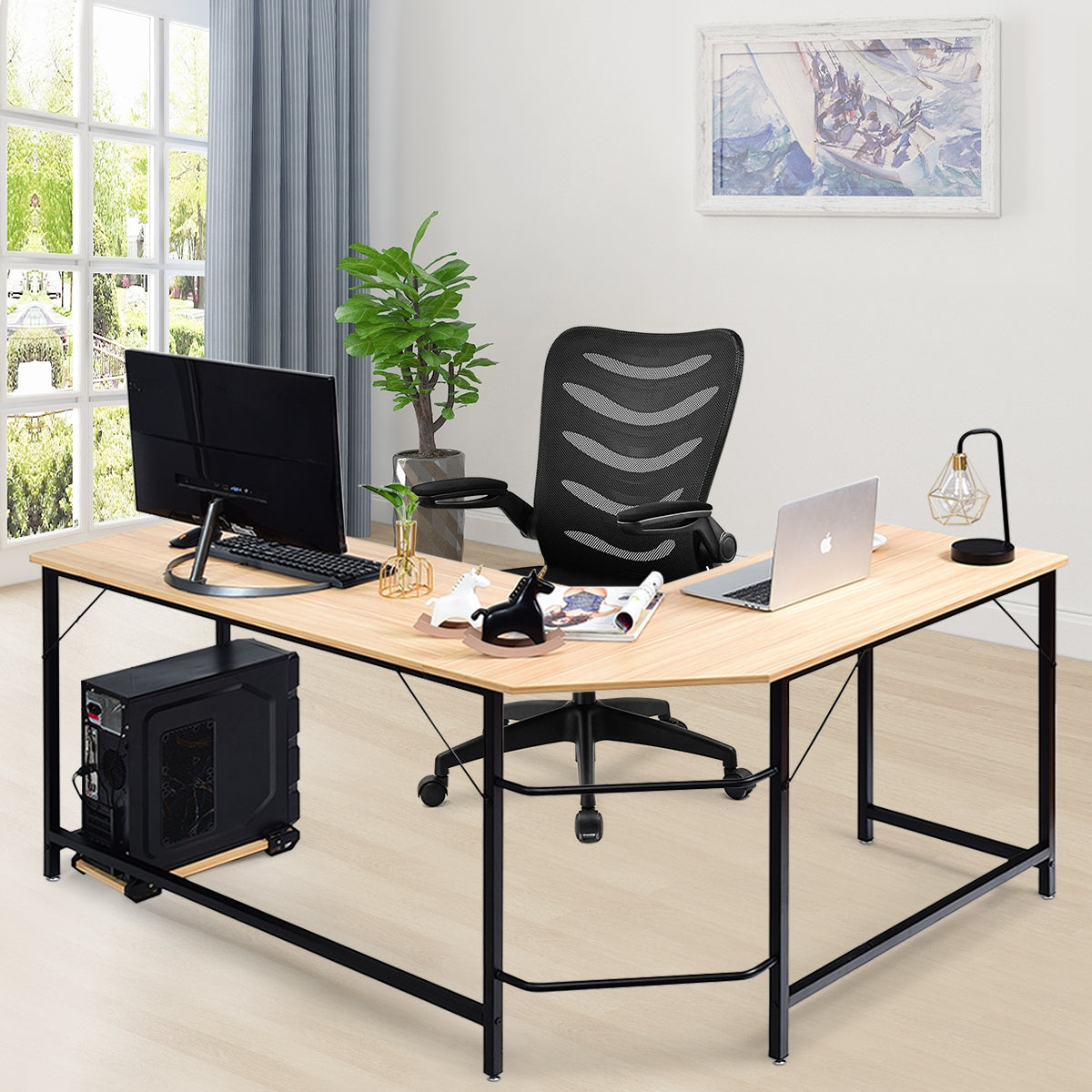 L Shaped Desk Corner Computer Desk PC Laptop Gaming Table Workstation
