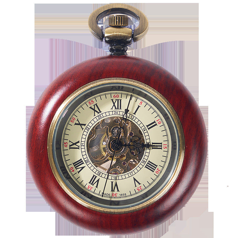 Small Mahogany Automatic Mechanical Pocket Watch