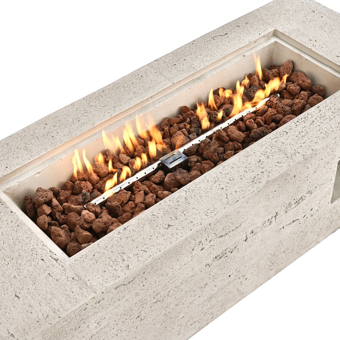 2-in-1 Outdoor Fire Pit and Propane Tank Stand Set 41.9 Inch, Beige Grey