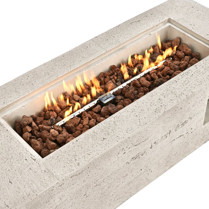 2-in-1 Outdoor Fire Pit and Propane Tank Stand Set 41.9 Inch, Beige Grey