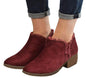 Retro Polished Thick Heel Plus Size Side Zipper Ankle Boots