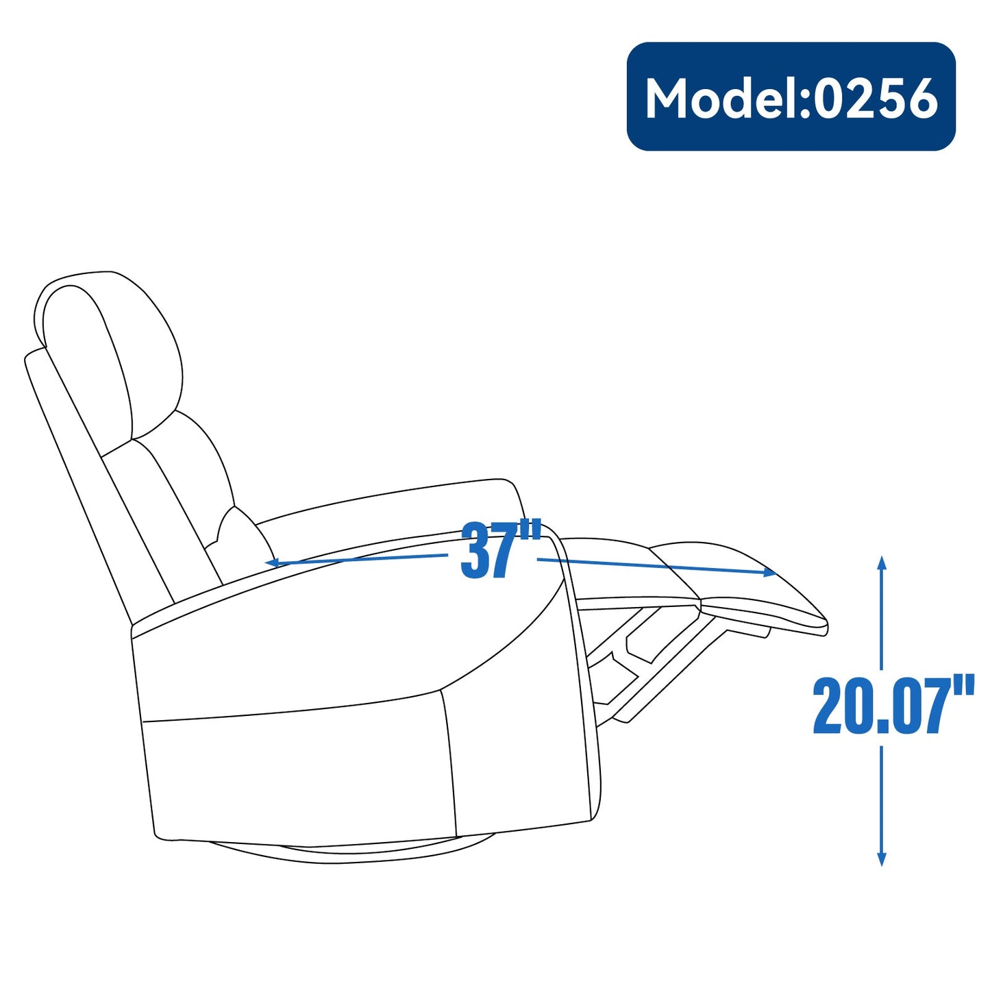 Manual Recliner Chair with Rocker and Swivel in Fabric for Living Room, Grey