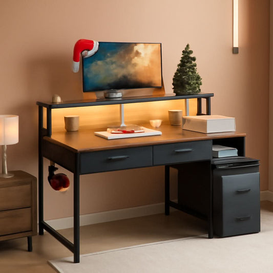 48-Inch Computer Desk With LED Strip And Power Strip