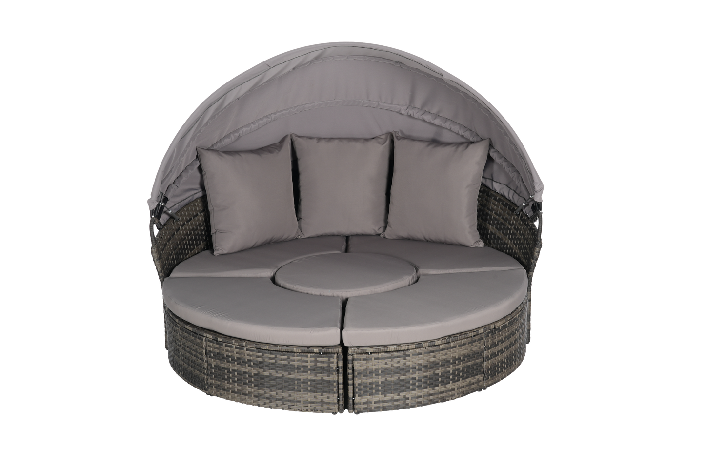 Chaise Lounge PE Rattan Canopy 380lb Capacity