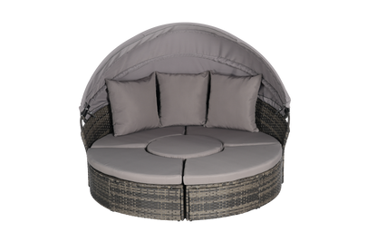 Chaise Lounge PE Rattan Canopy 380lb Capacity