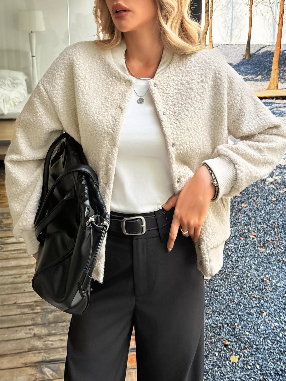 Snap Down Dropped Shoulder Jacket