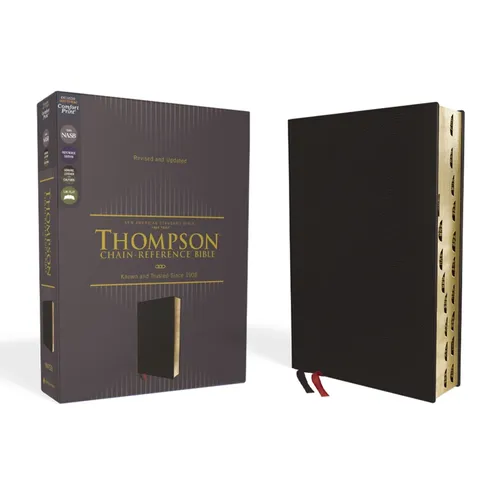 Nasb, Thompson Chain-Reference Bible, Genuine Leather, Calfskin, Black, 1995 Text, Red Letter, Thumb Indexed, Comfort Print - Leather