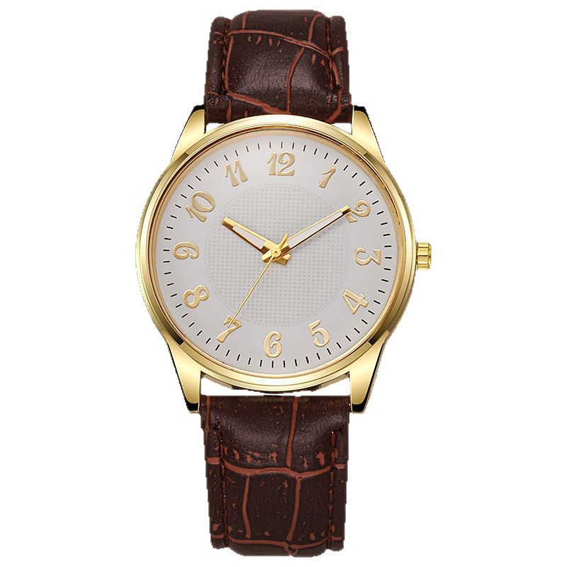 Quartz Mens Business-style Alloy Luminous Luxury Wristwatch With A Leather-band Feel