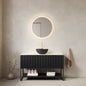 48' Bathroom Vanity with Sink, Freestanding 3 Doors Open Shelf Black Bowl Basin