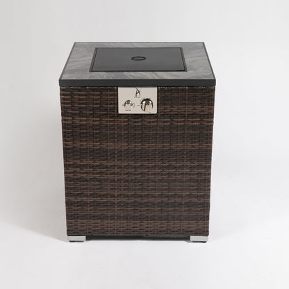 24' Propane Gas Fire Pit Table, 50000 BTU Square Fire Pit, Tile Tabletop with