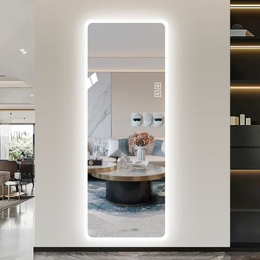 Full Length Mirror LED Lighted Wall Mounted 65x21.7 In Warm Cool Light