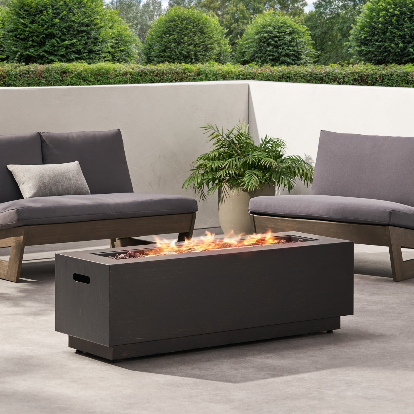 Modern 40 in Outdoor Iron Propane Fire Pit, 50,000 BTU, Sleek Design, Dark Brown