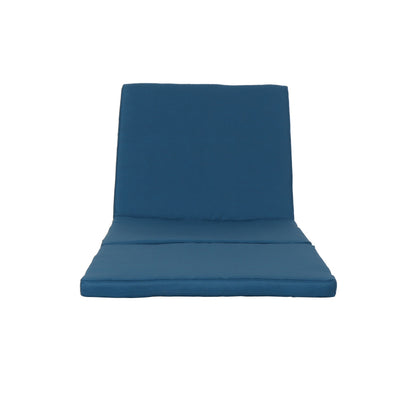 Outdoor Chaise Lounge Cushion Blue Polyester Waterproof Tie-Down 76.75x25.5 In