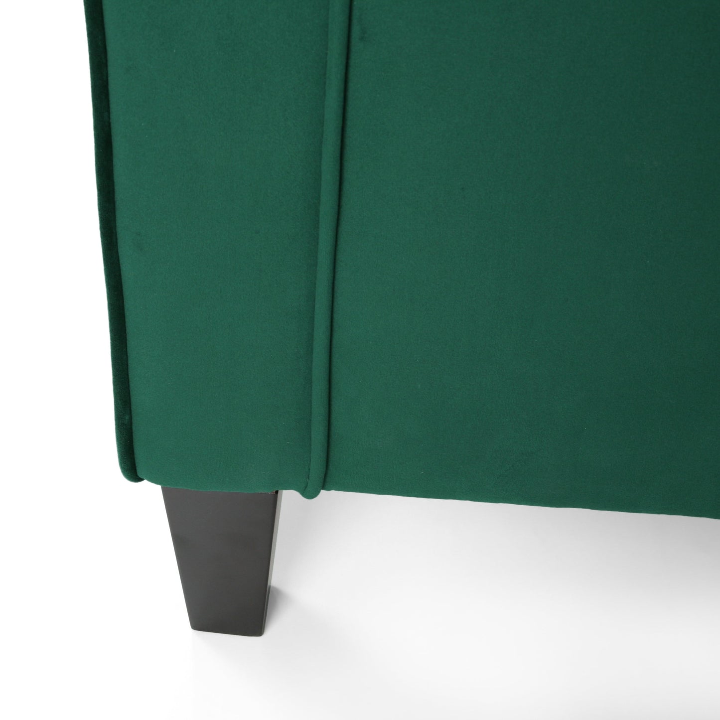 Club Chair Contemporary Velvet Green Birch Legs 31x34x34 In Tonal Piping