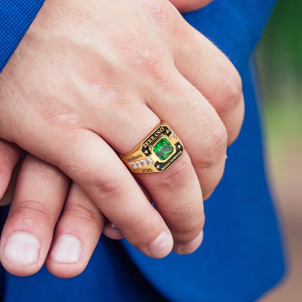 College Commemorative Gift Square Zircon Ring