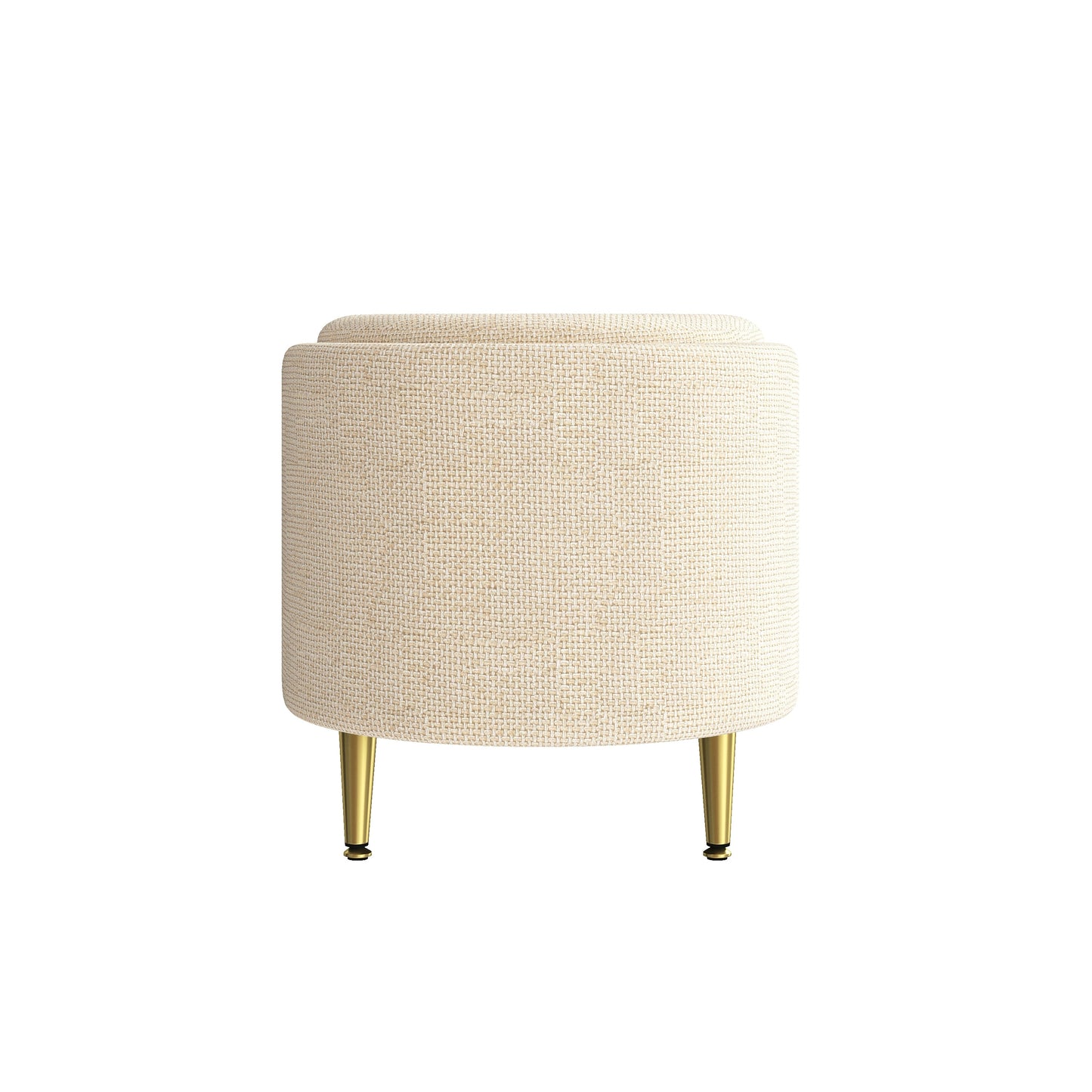 Storage Ottoman Oval Chenille Beige Metal Legs Hidden Storage 44.9x18x18 In