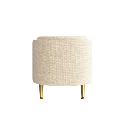 Storage Ottoman Oval Chenille Beige Metal Legs Hidden Storage 44.9x18x18 In