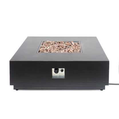 Stylish 40' Square Fire Pit in Brown and Gold Iron for Outdoor Warmth